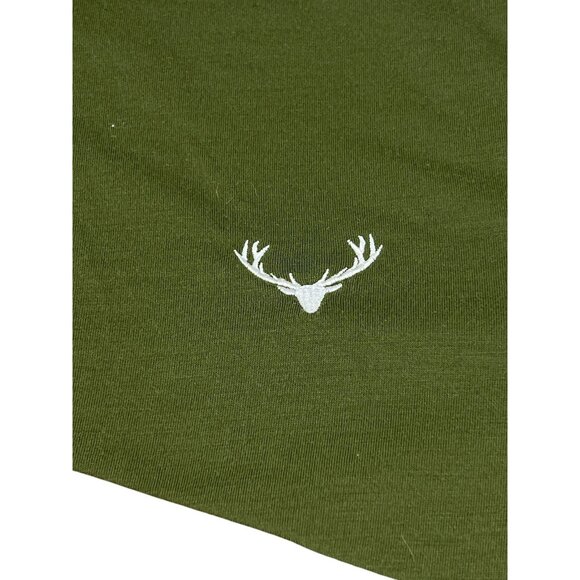Shein Colorblock T-Shirt In Green Brown Embroidered Deer Logo Streetwear Casual - Picture 11 of 13